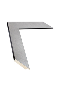 Scratched, shiny silver, black lining (wider profile)