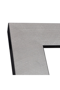 Scratched, shiny silver, black lining (wider profile)